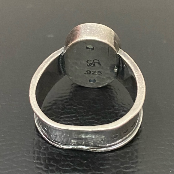 Vintage Native American Signed SA 925 Sterling Silver Blue Teal Stone Ring Sz 8 - Picture 5 of 16